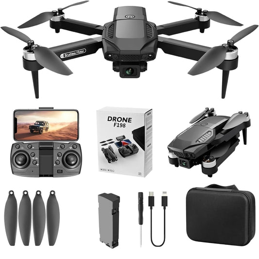 F198 Brushless Motor Drone with 4K HD Dual Camera